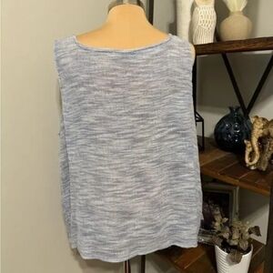 Linen square box sleeveless vest sky blue women
